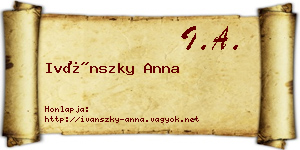 Ivánszky Anna névjegykártya